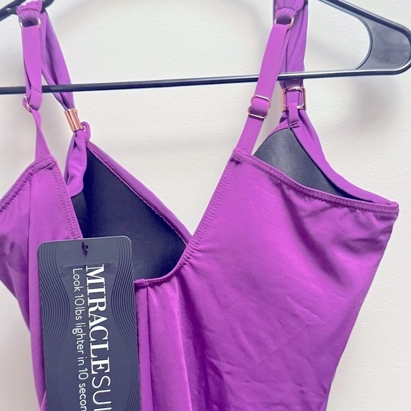Miraclesuit Twist-Front Siren One-Piece, Orchid Purple, 16 swimsuit, swim - Picture 5 of 14
